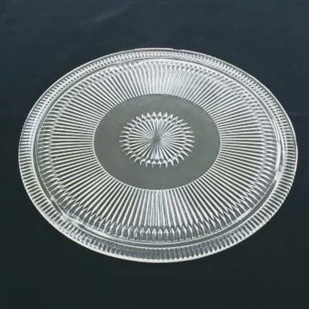 Vtg Depression Glass Cake Platter Plate Jeanette Glass Anniversary Clear 12.5" - Picture 6 of 7
